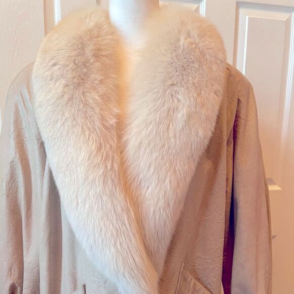 FOX FUR TRIMMED LEATHER COAT J. PERCY FOR MARVIN RICHARDS 80’s VINTAGE - Picture 2 of 10